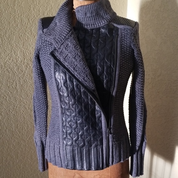 SOLD NIC+ZOE LEATHER AND KNIT MOTO JACKET XS $398 - Picture 6 of 8